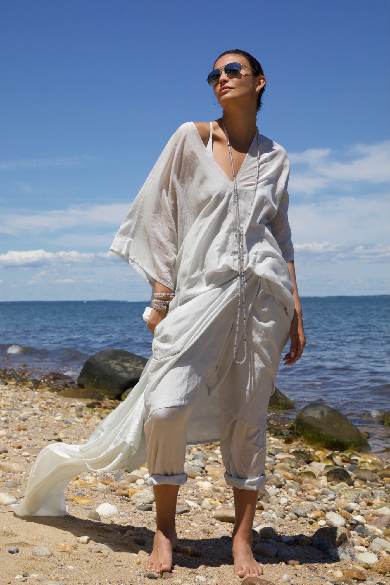 Cotton Silk Rae Kaftan Silver