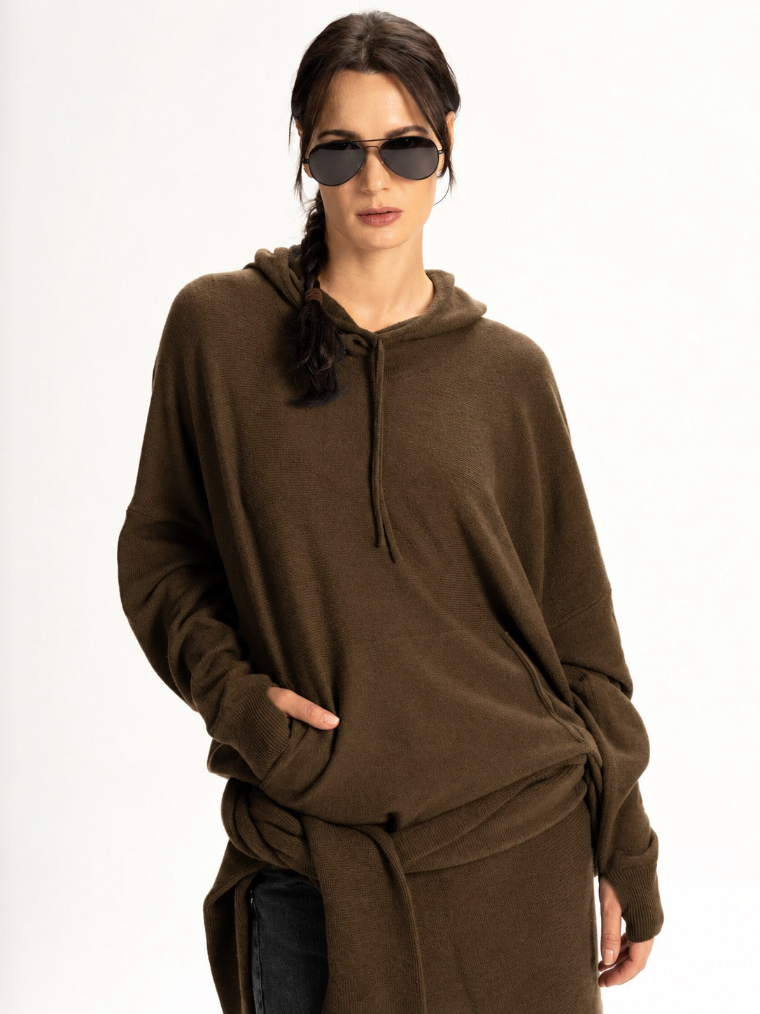 Lofty Cashmere Oversized Hoodie Moss Urban Zen