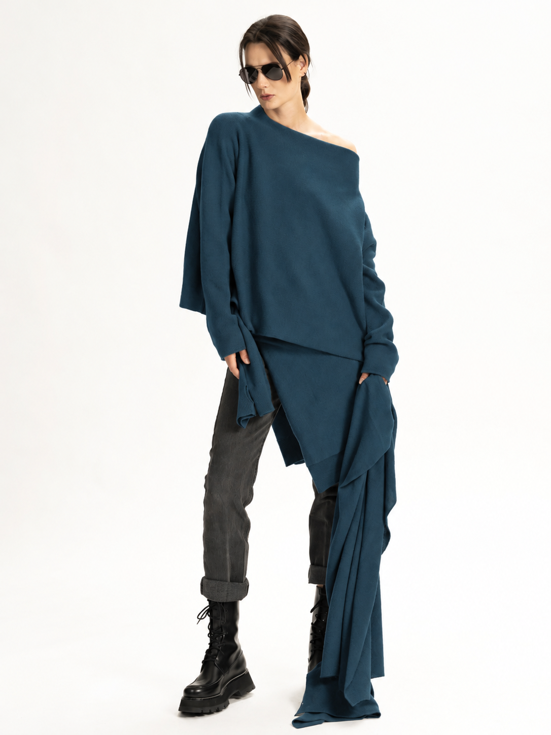 Lofty Cashmere T Shaped Sweater Wedgewood Blue