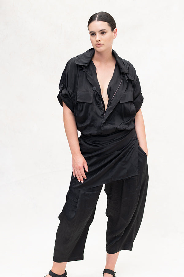 Parachute Silk Mini Skirt Black OS