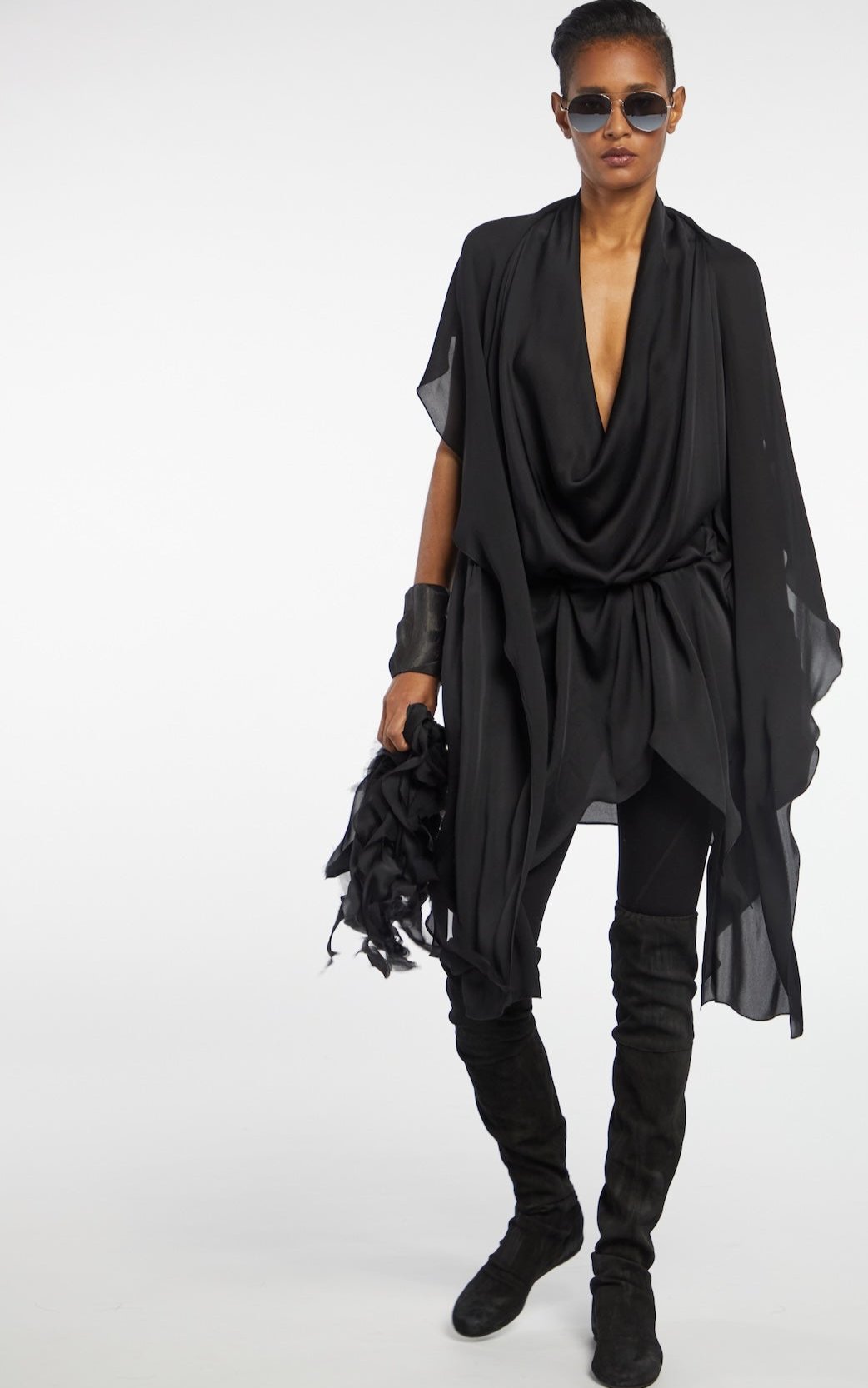 Scarf Chemise Top Black