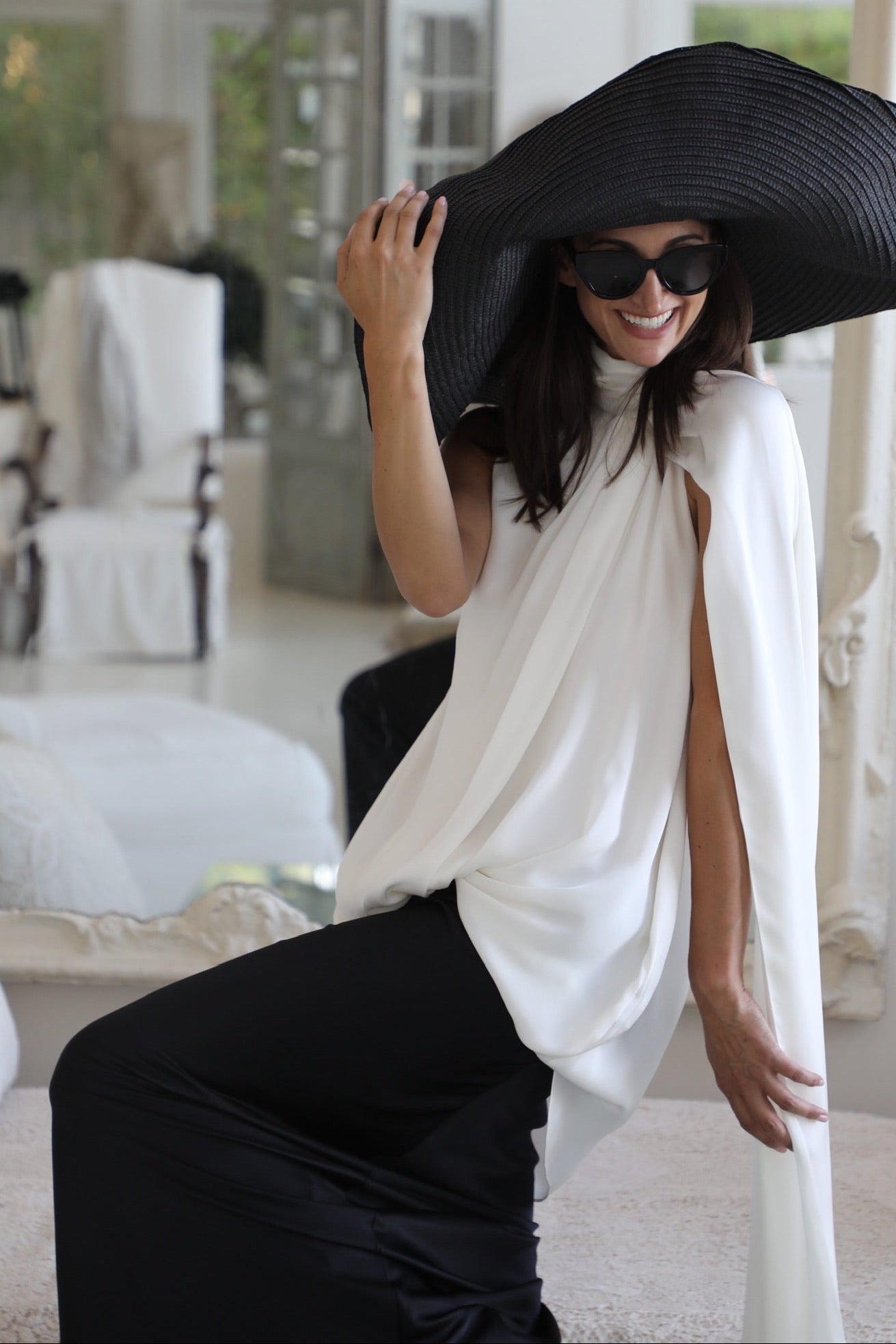 Silk Charmeuse Sleeveless Scarf Top Urban Zen