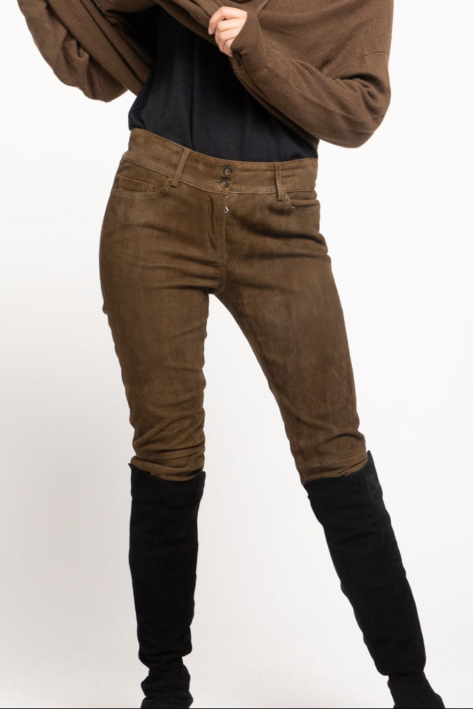 Suede 5 Pocket Jean Moss