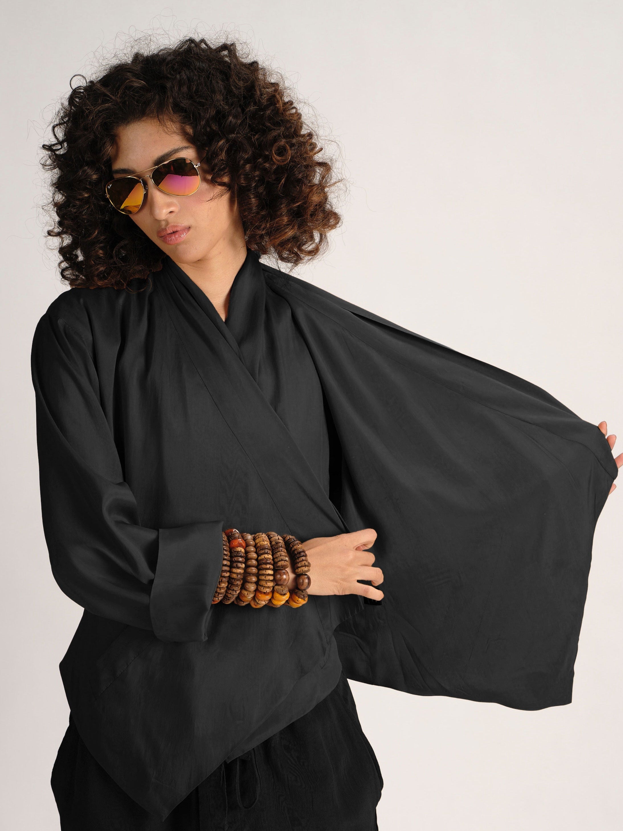 Parachute Silk High Neck Cross Over Jacket Urban Zen