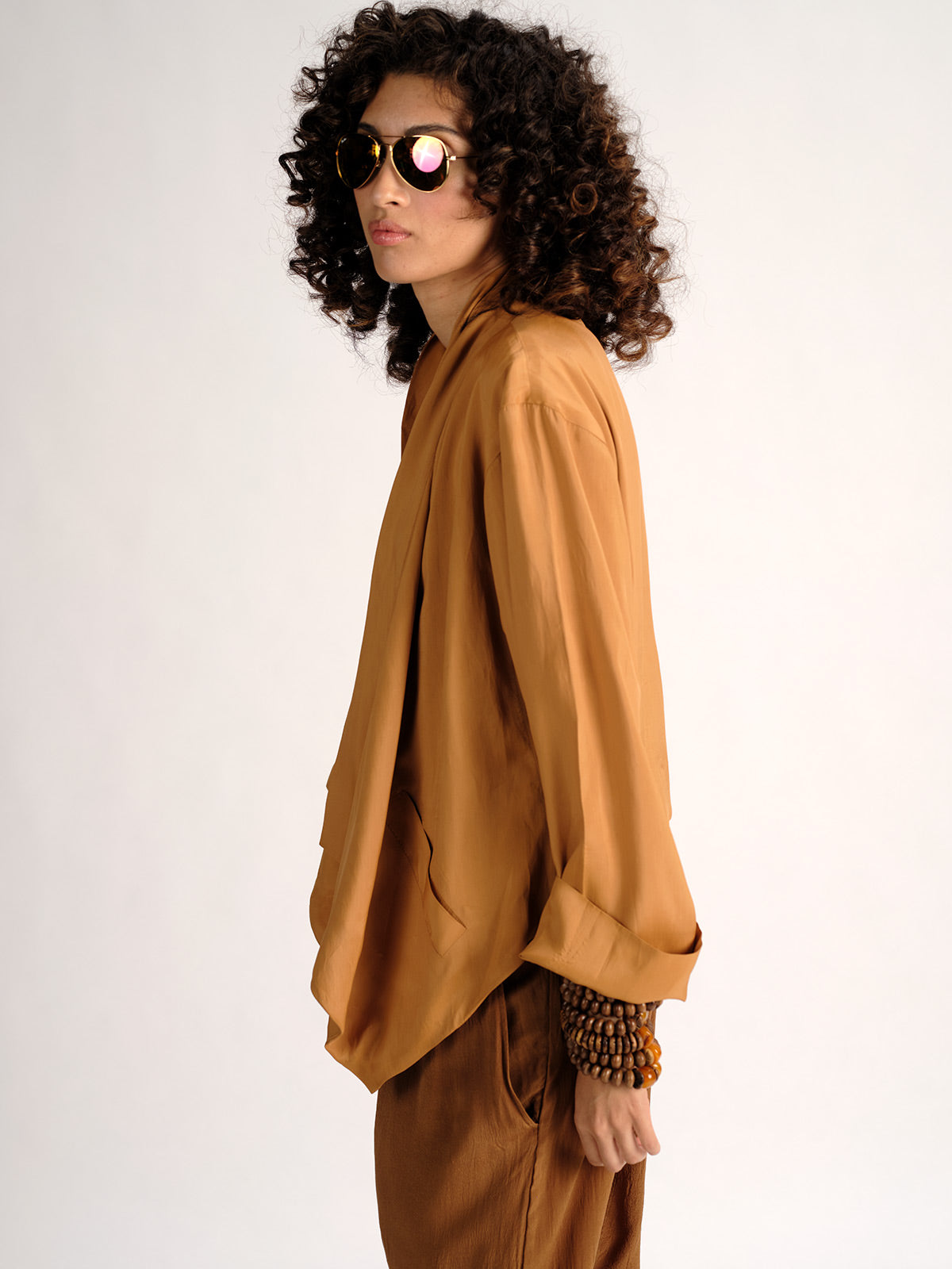 Parachute Silk High Neck Cross Over Jacket