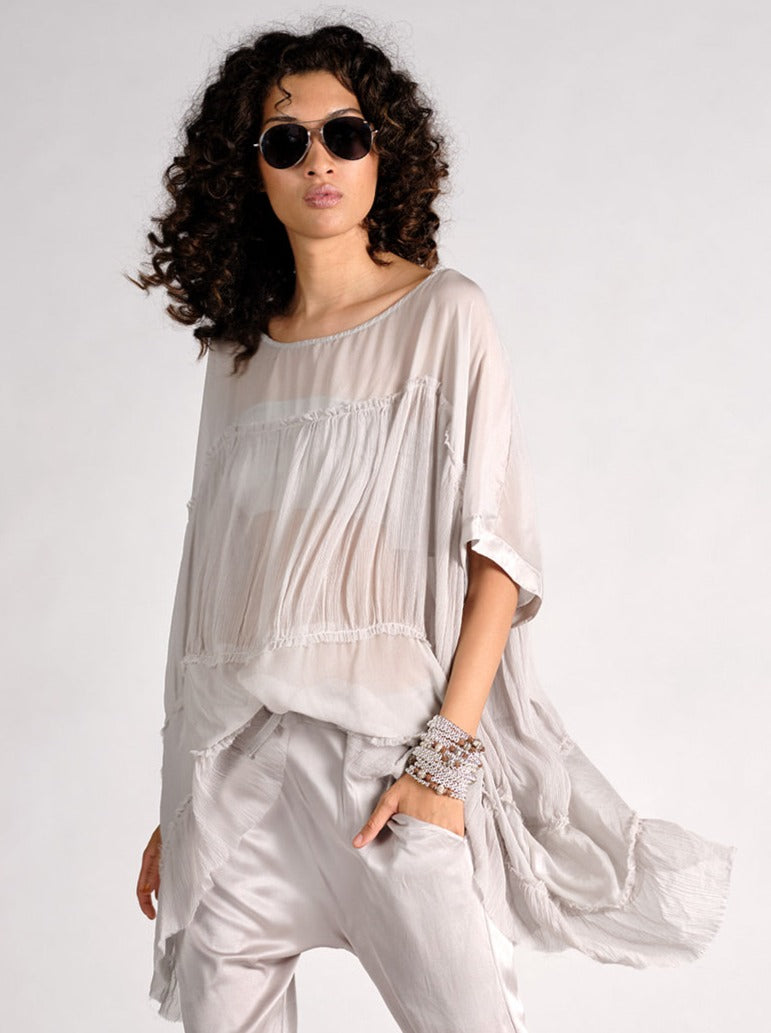 Silk Ruffle Layer Top Vacances