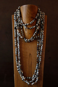 African Stone Bead Necklace Black/Ivory OS