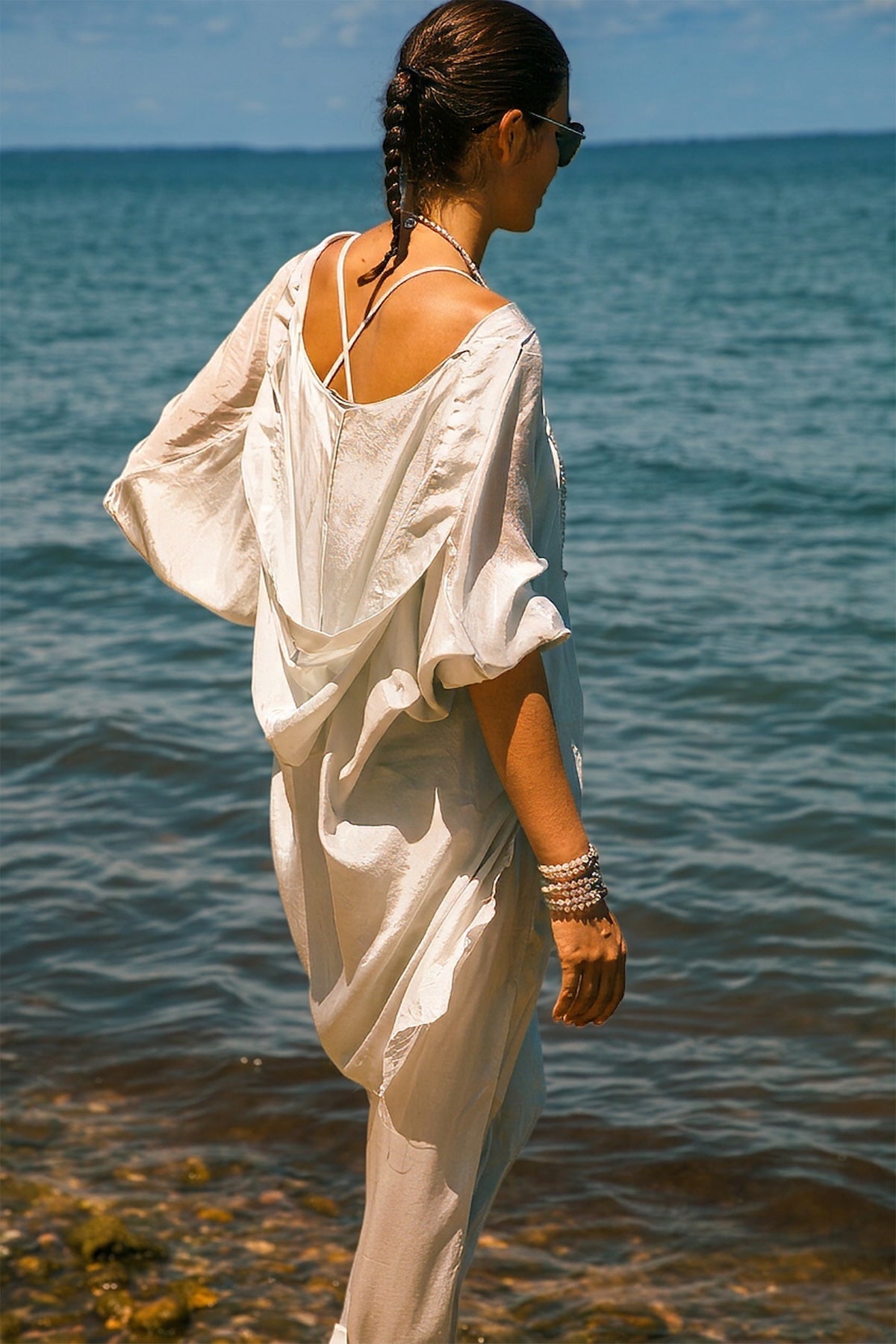 Silk Habotai Hooded Shirt Vacances
