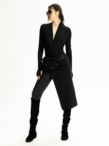 Jersey Long Sleeve Bodysuit Black XS S M L