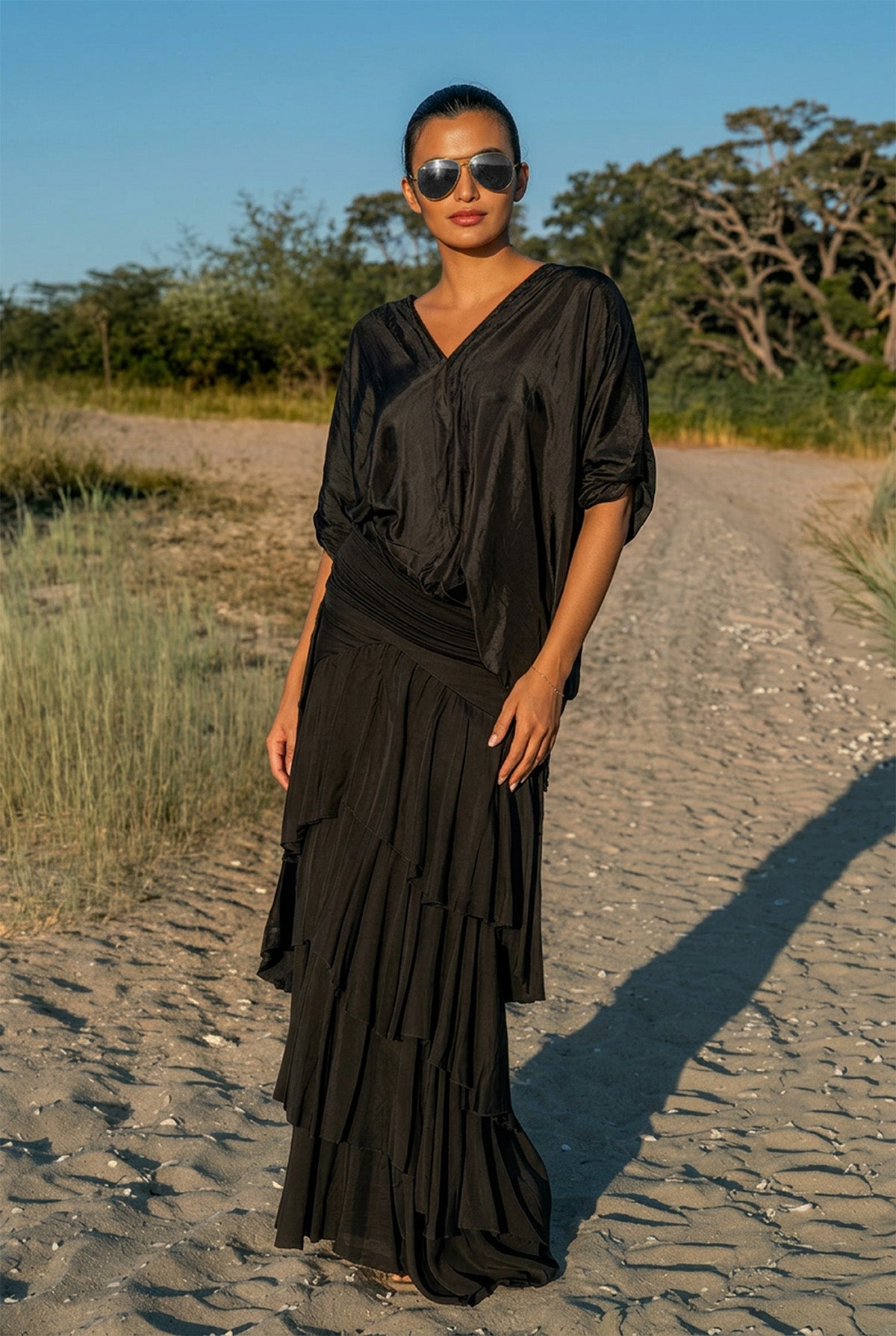 Silk Habotai Hooded Shirt Vacances