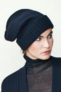 Cashmere Knit Hat Indigo OS