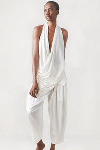 Washed Silk V neck Top Ivory XS S M L