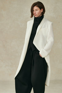Neoprene High-Fitted Tuxedo Coat Ivory XS S M L XL