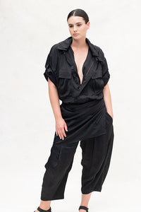 Parachute Silk Hooded Bodysuit Black XS S M L
