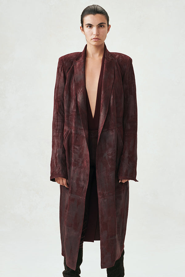 Waxed Suede Structured Coat