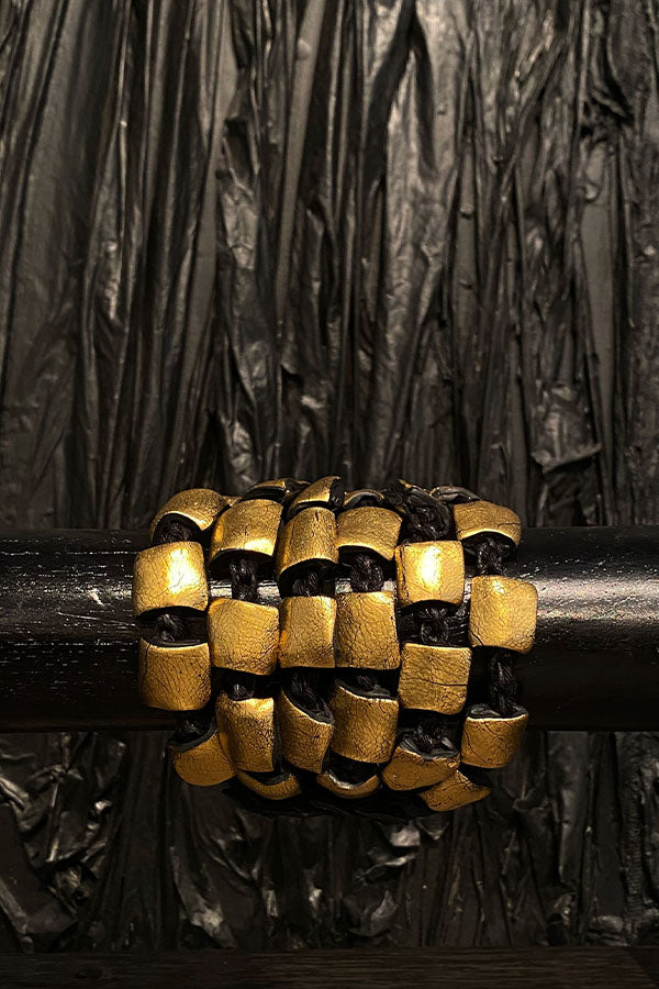 Grazia Fortuna Ward Black & Gold Wrap Cuff Black and Gold