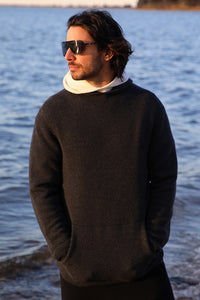 Mens Cashmere Hoodie Carbon S M L