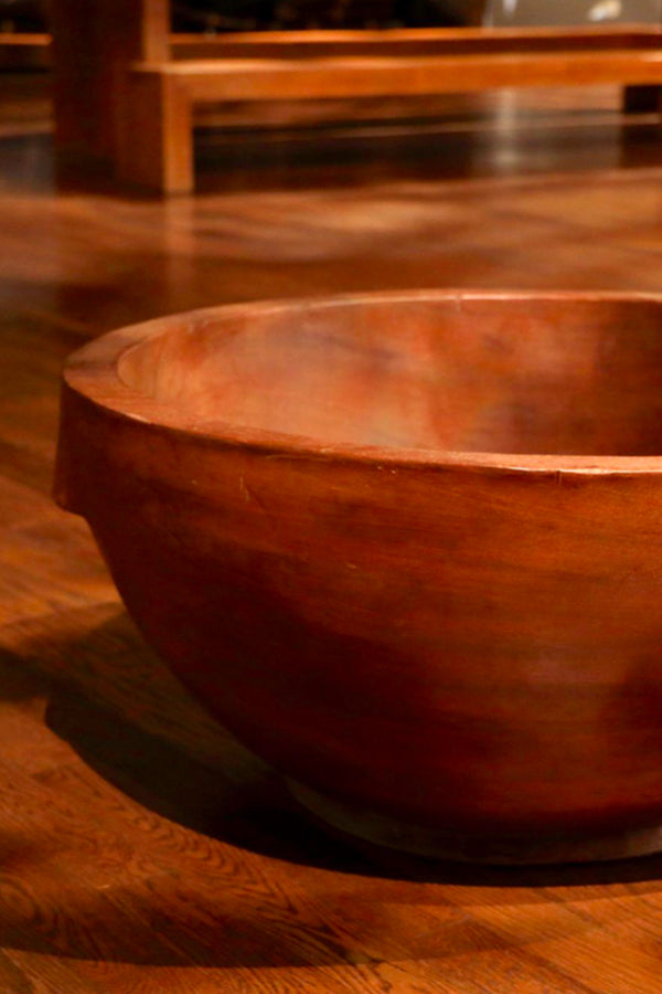 Large Floor-Standing Wood Bowl Brown