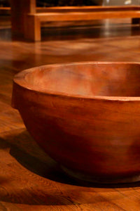 Large Floor-Standing Wood Bowl Brown